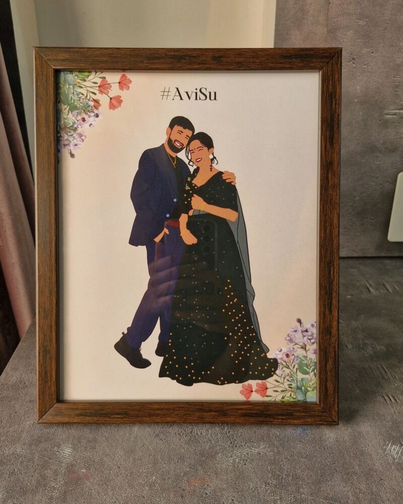 Personalized illustration frame curvy eyes mouth style India. The Piyu Store