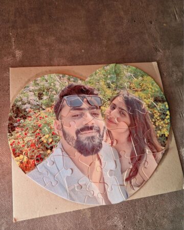 Personalised photo puzzle heart shape gift from girlfriend to boyfriend