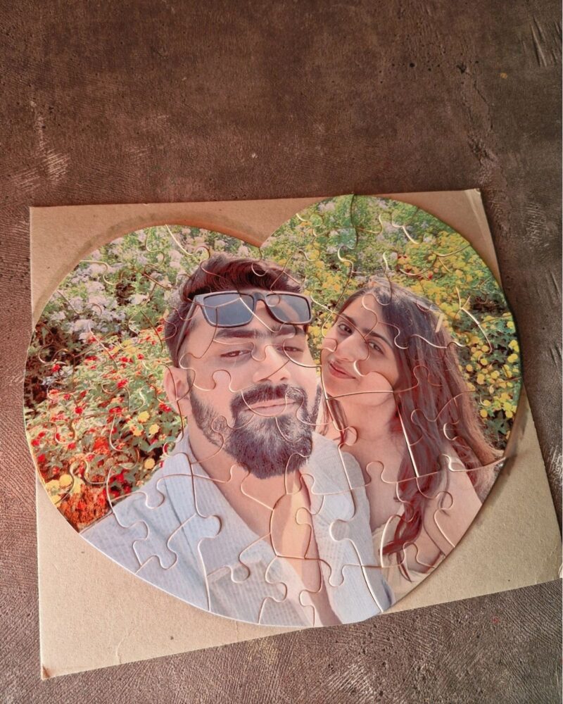 Personalised photo puzzle heart shape gift from girlfriend to boyfriend