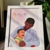 Detailed illustration frame of father and son personalised gift India. The Piyu Store