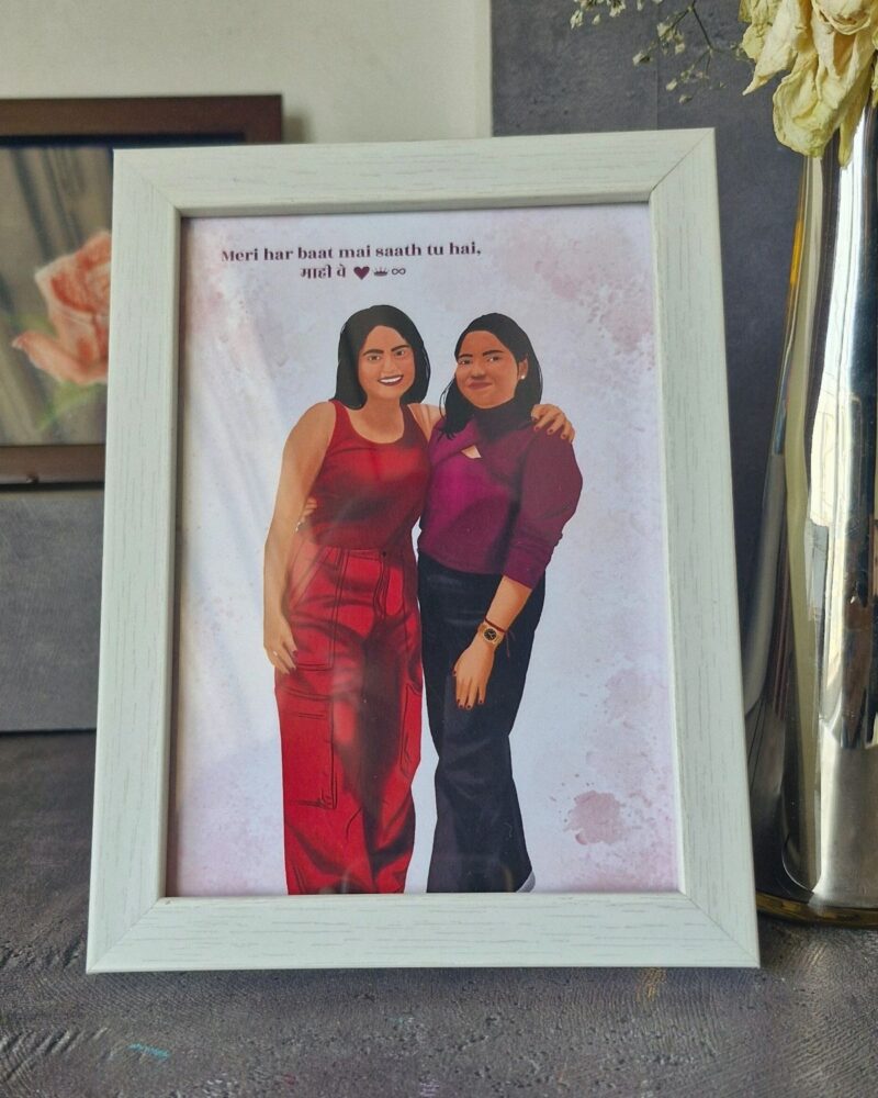 Detailed illustration frame best friends birthday gift India