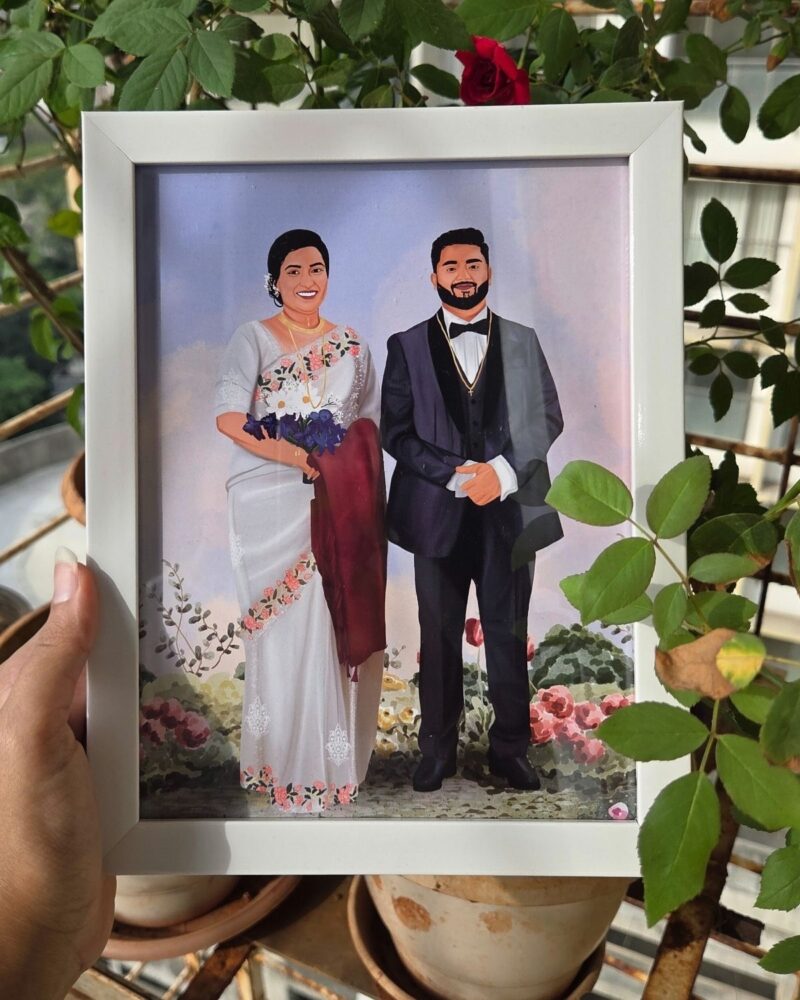 Wedding gifts for couple personalised illustration frame India